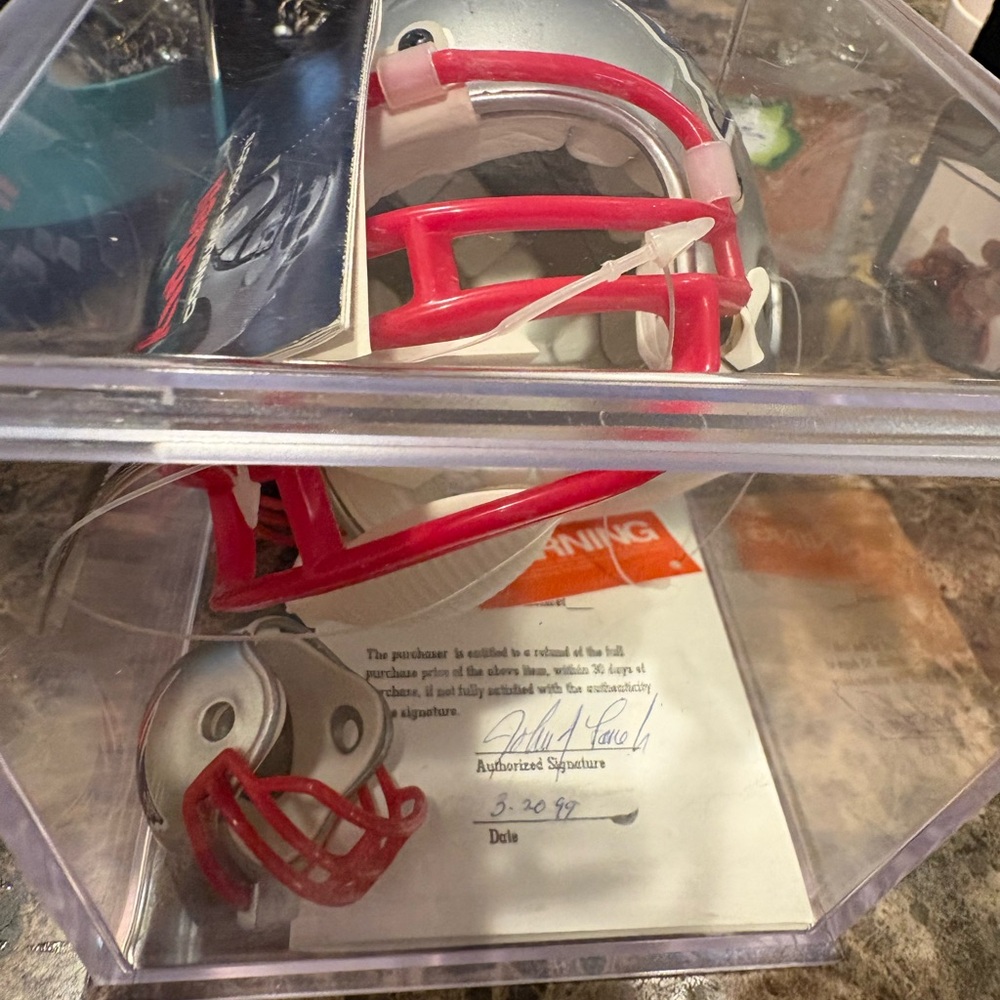 Collectible Mini Football Helmet with signature and paper of authenticity